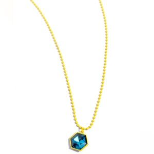 Yellow Necklace with Blue Rhinestone Necklace